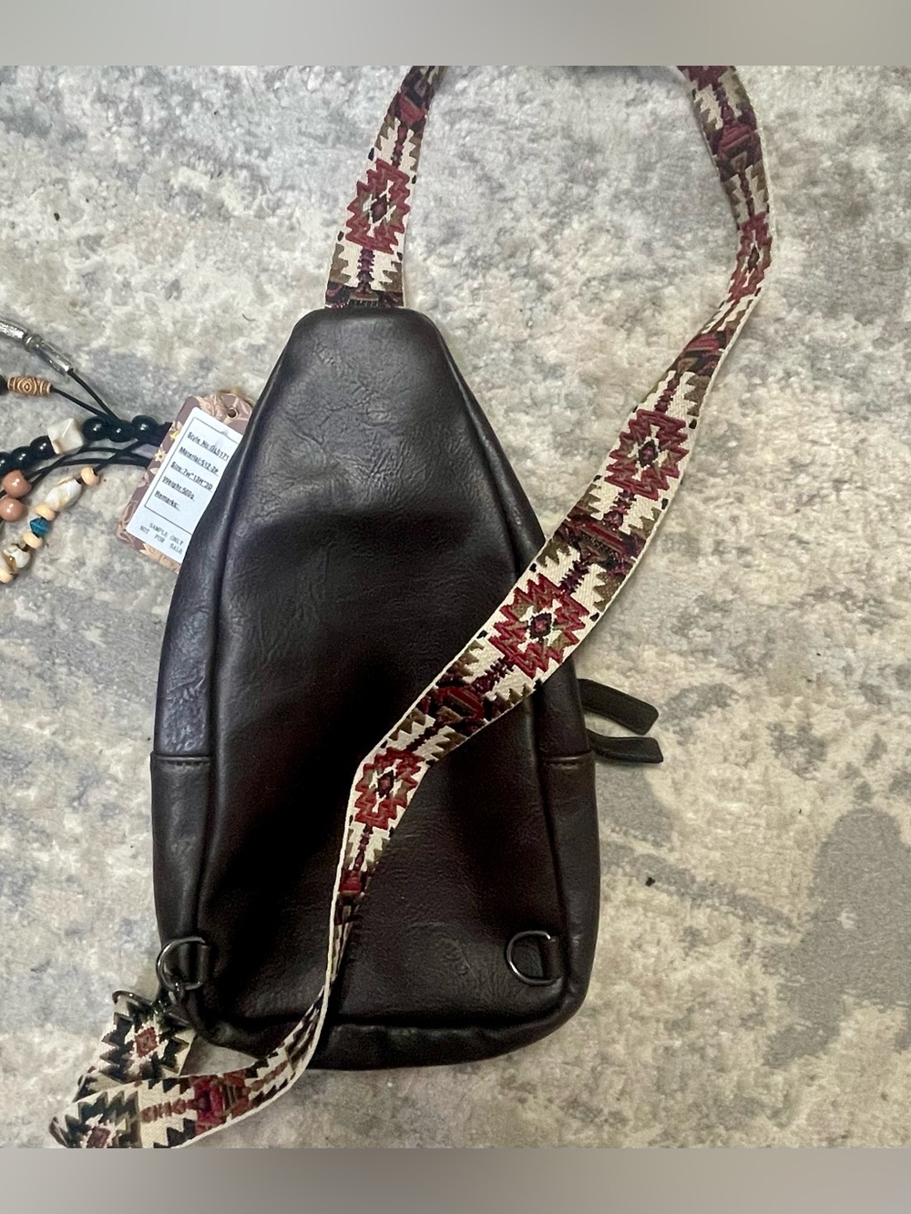 Sam & Hadley Cow Print Sling Crossbody Bag Boho Western Aztec Strap - Picture 3 of 4